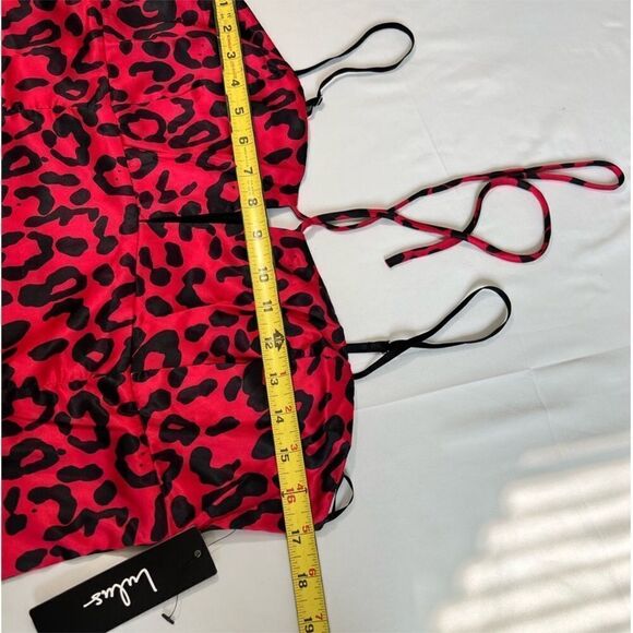 Lulu’s Red Leopard Print Satin Slip Mini Dress New With Tag Size Large - Picture 9 of 13